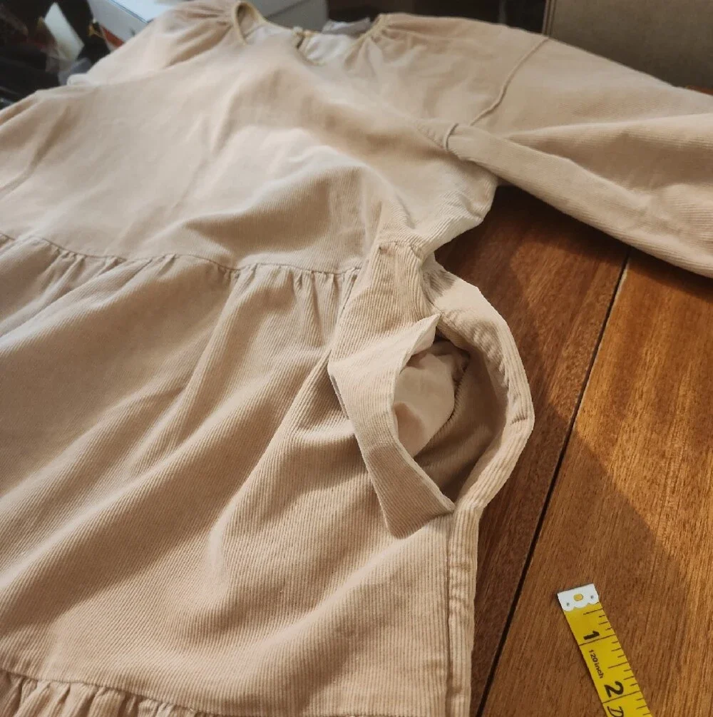 Everlane Blush Puff Sleeve Tiered Midi Sz M - Picture 10 of 14